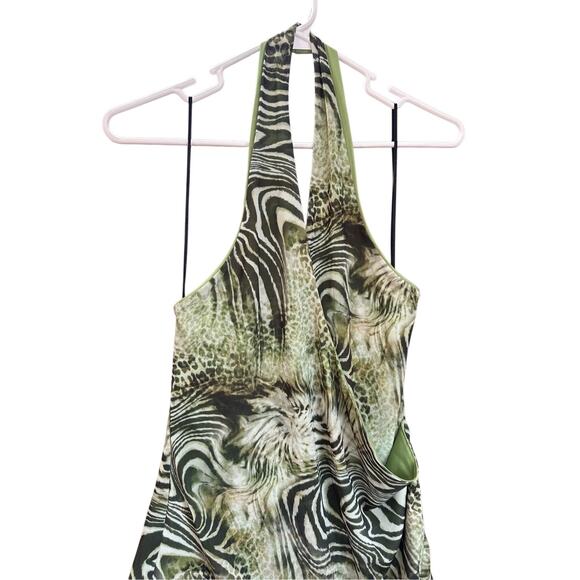 Motel Rocks Yubila Mini Dress In Mesh‎ Cheetah Green Size XL - Picture 9 of 16